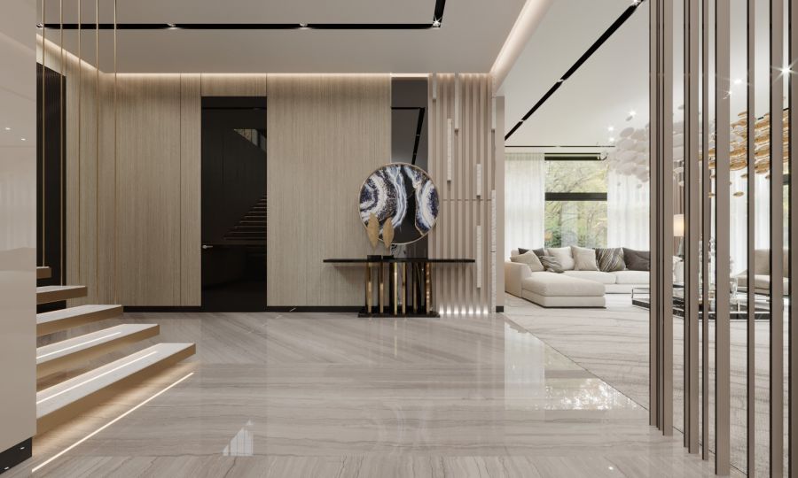 Гостиная в серо-бежевом тоне