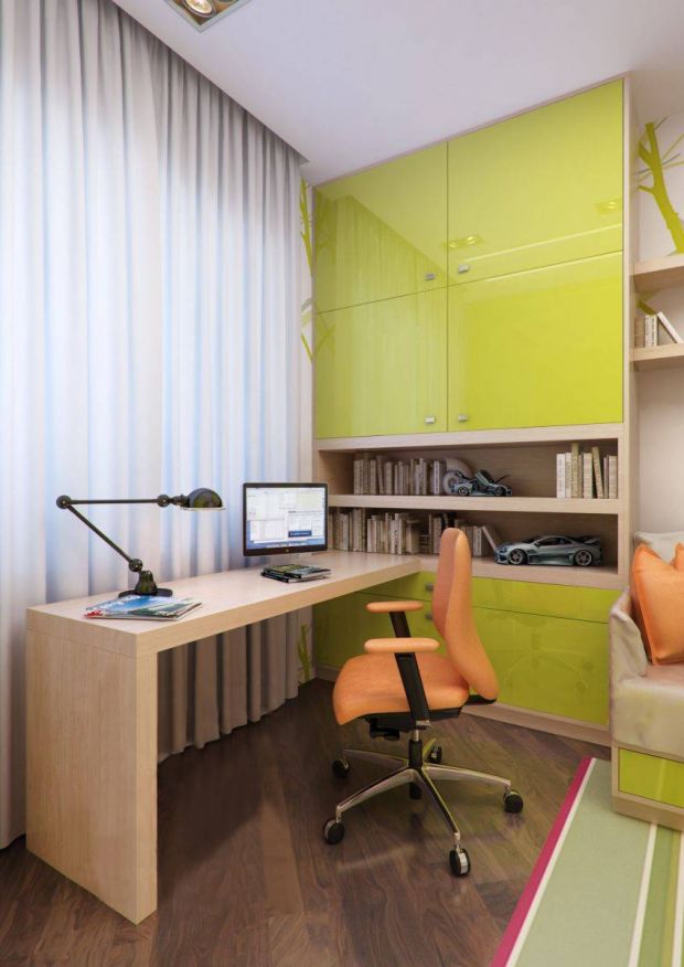 Зеленый с оранжевым в интерьере ванной комнаты