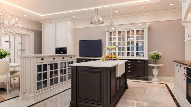 Комфортный интерьер кухни с островом