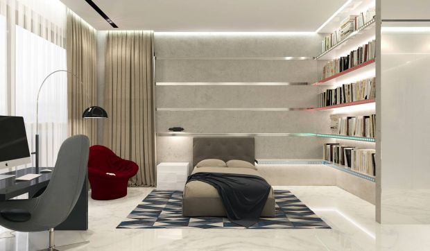 Современный интерьер спальни для юноши