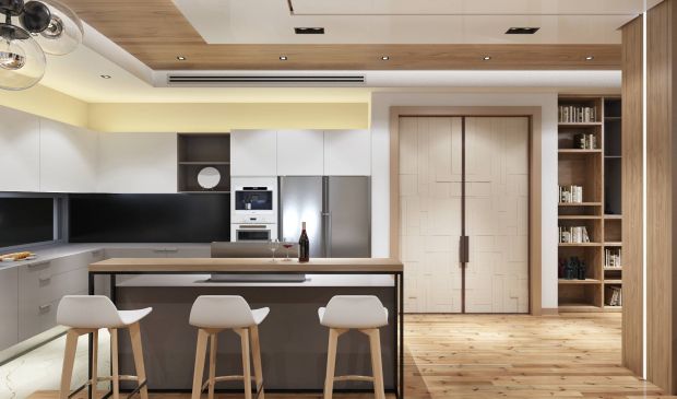 Эко стиль в дизайне интерьера столовой-кухни