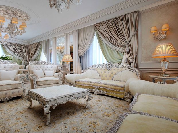 Французский интерьер гостиной в доме