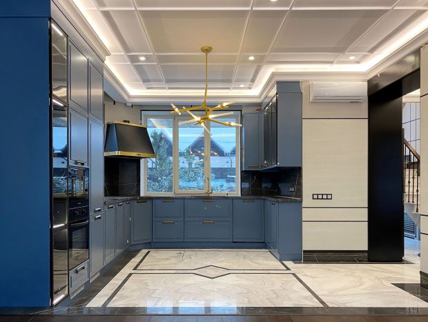 Зонирование совмещенной кухни и гостиной