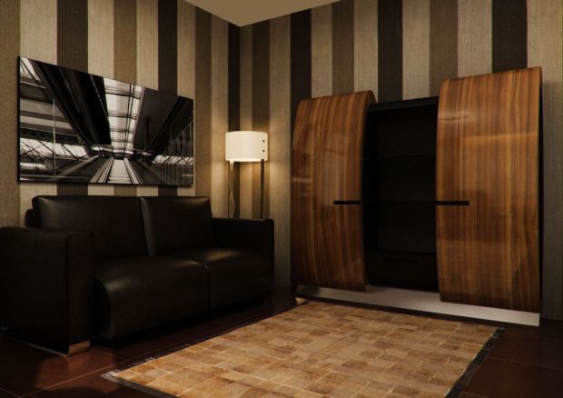 Сочетание черного и коричневого в кабинете