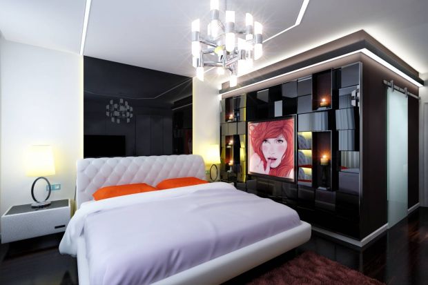 Сочетание черного и красного в спальне