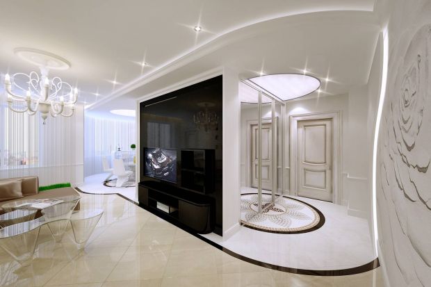 Черная мебель в светлой гостиной