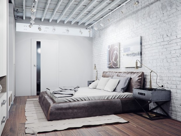 Белый интерьер в стиле лофт