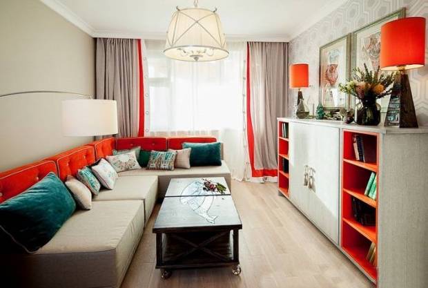 Сочетание белого цвета и оранжевого в дизайне интерьера