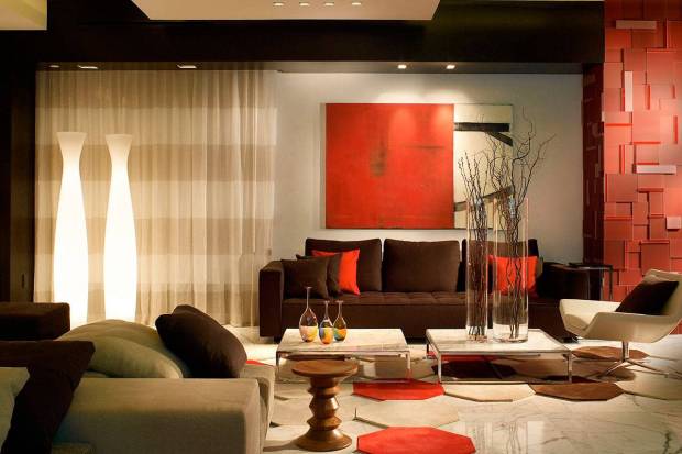 Оранжевый в сочетании с коричневым в дизайне квартиры