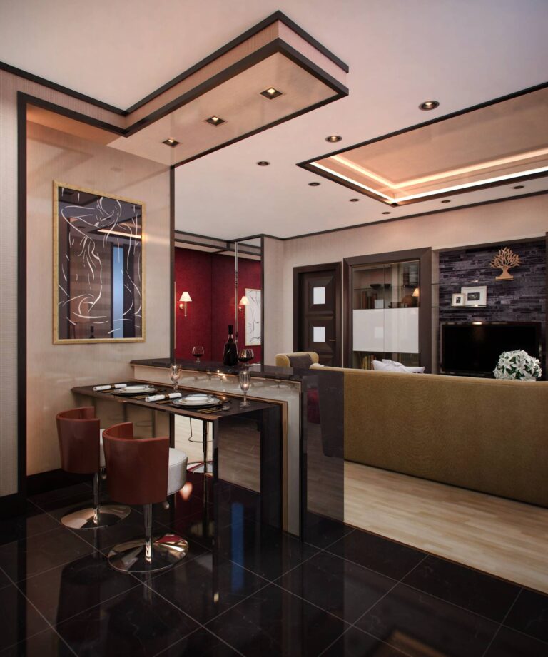 Песочный цвет в дизайне барной стойки на кухне