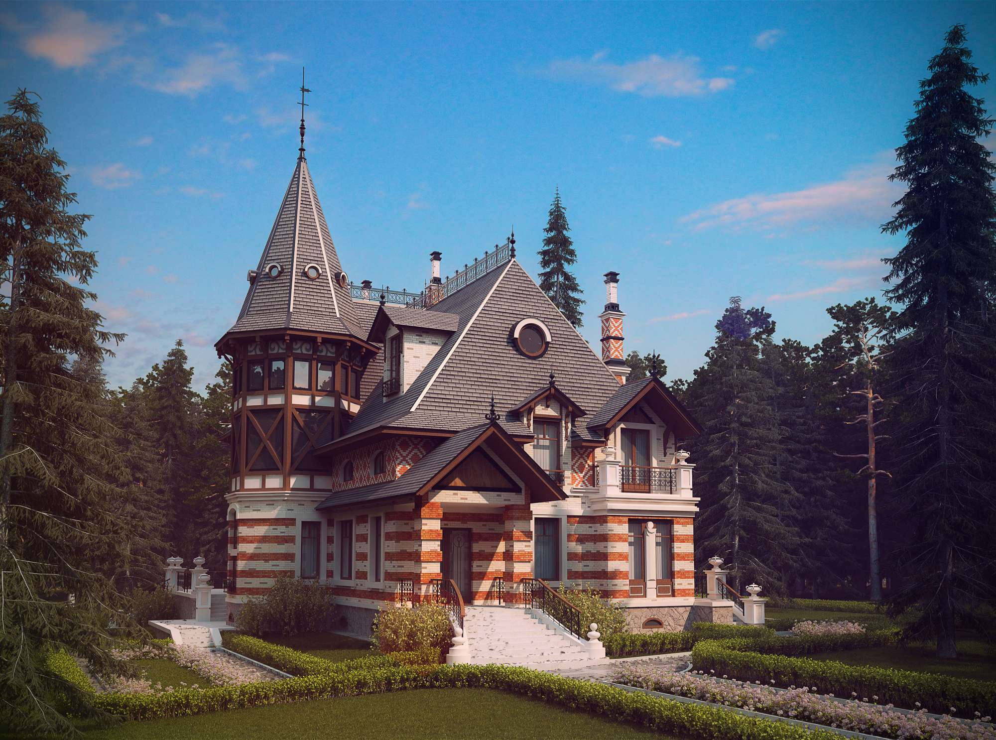 Экстерьер двухэтажного дома