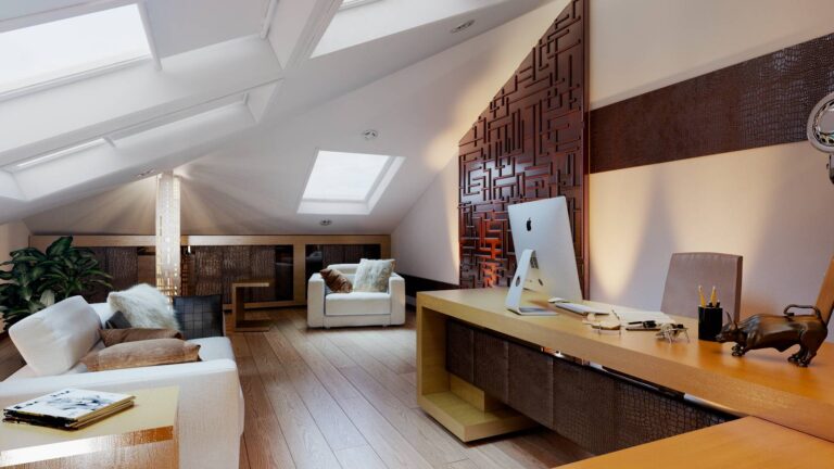 Дизайн интерьера кабинета на мансардном этаже