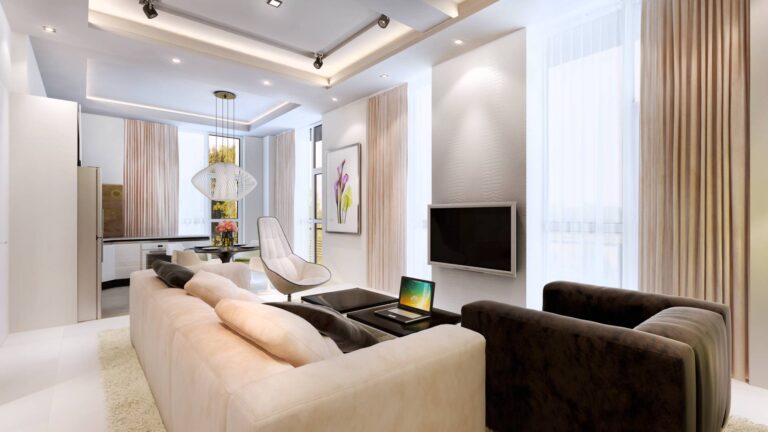 Фото стильного дизайна гостиной в белом