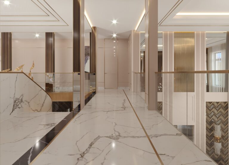 Дизайн холла с каменно-деревянной отделкой стен