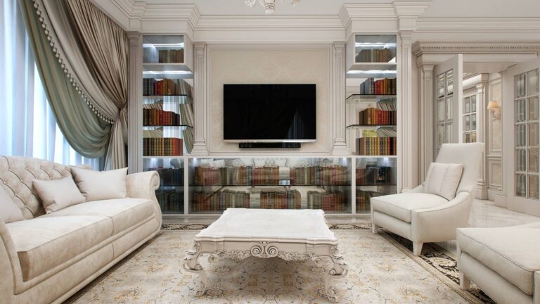 Цвет слоновой кости в дизайне классической гостиной