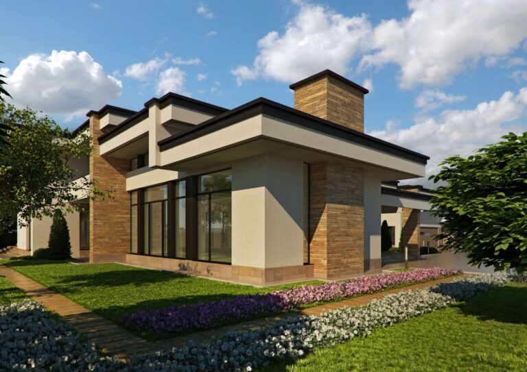 Стекло и натуральный камень в оформлении экстерьера