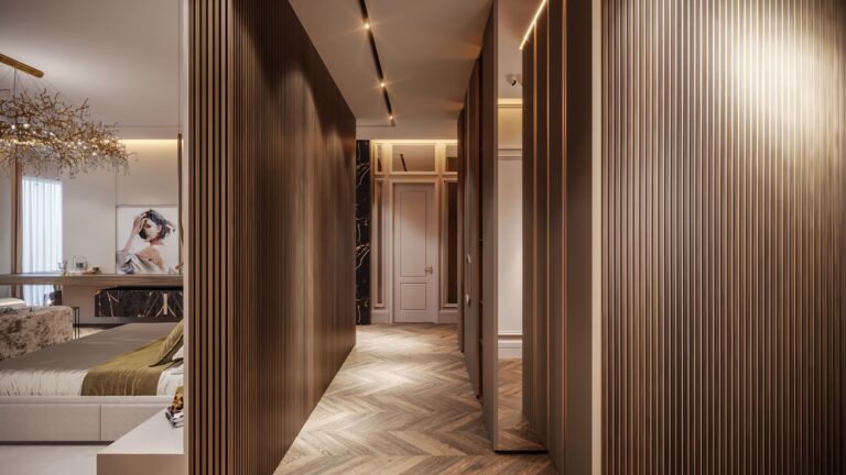 Оформление гардеробной в дизайне спальни