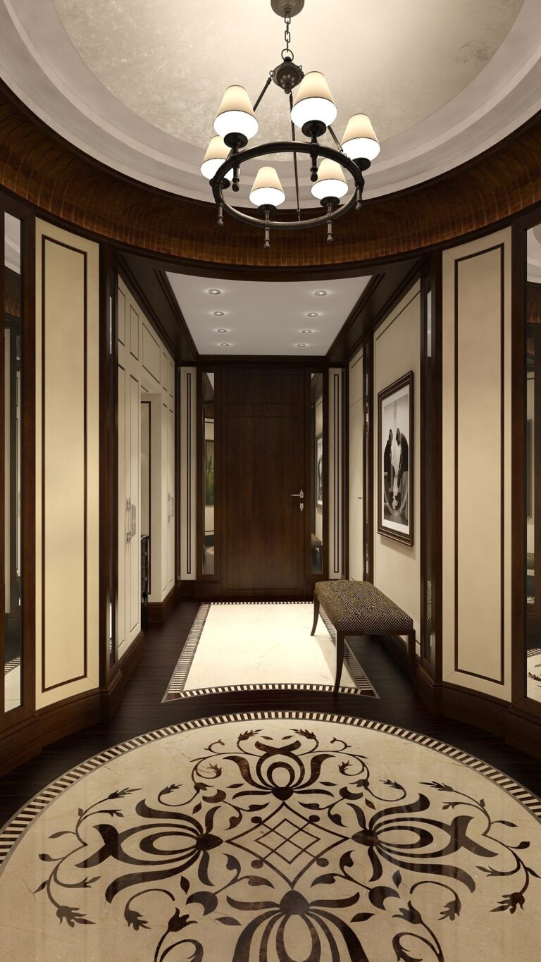 Кремовые и зеркальные стеновые панели в дизайне прихожей