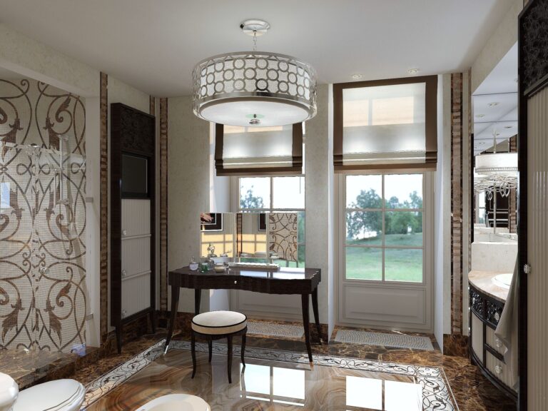 Санузел с туалетным столиком и зеркалом