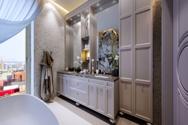 Оформление интерьера ванной с мозаикой