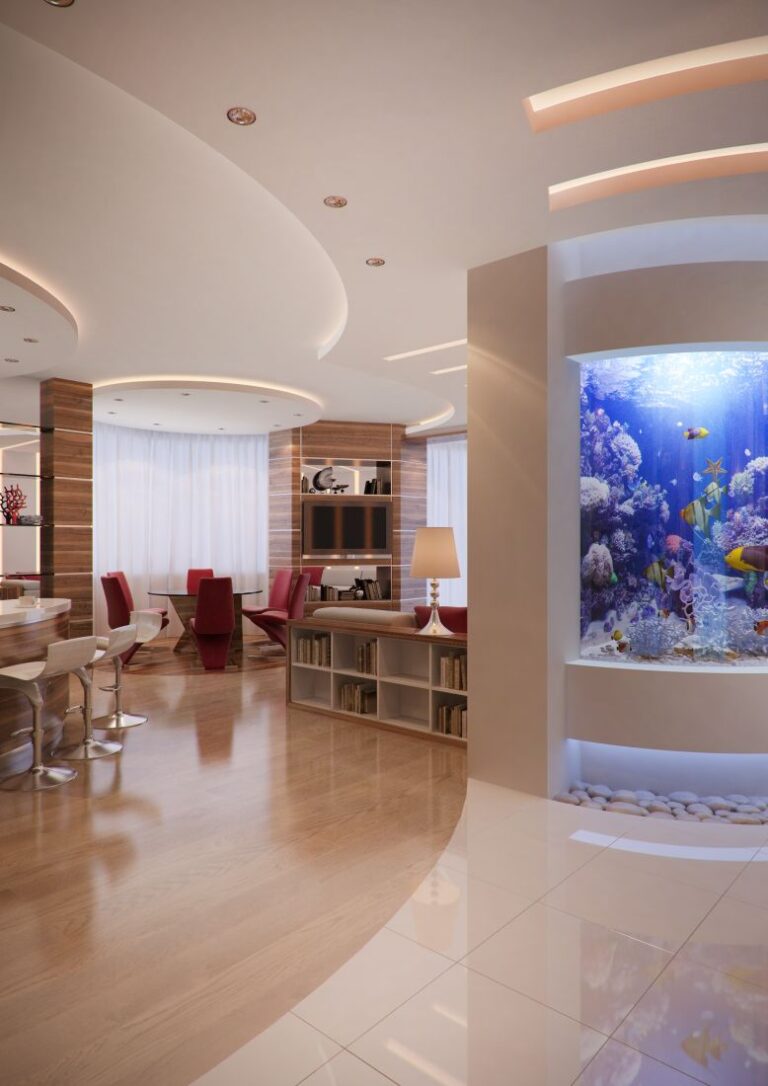 Дизайн совмещенных столовой и гостиной в молочно-коричневых тонах