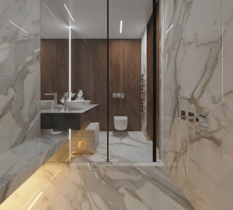 Интерьер санузла с подсветкой