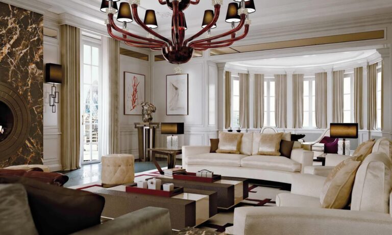 Широкий эркер в дизайне интерьера гостиной