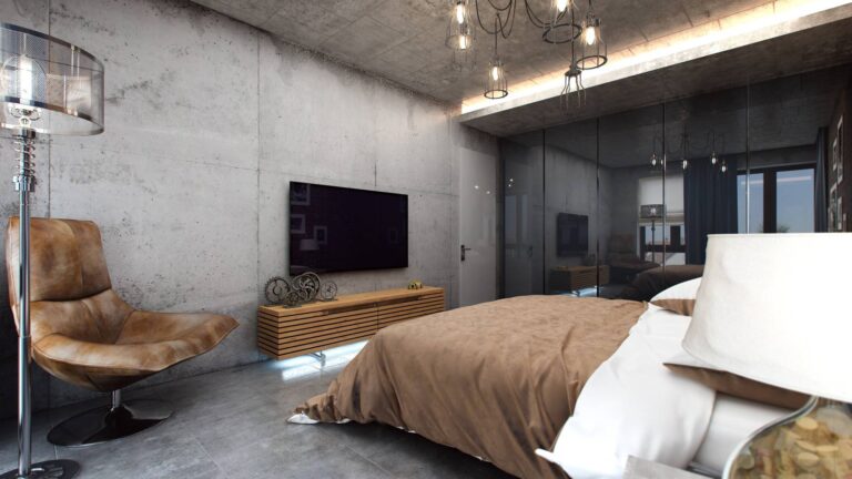 Лофт дизайн интерьера спальни – фото