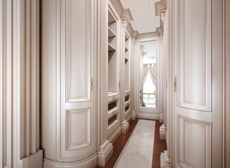 Дизайн гардеробной с узким интерьером