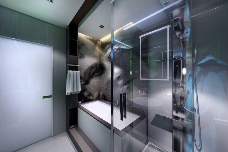 Красивая мозаичная картина в дизайне ванной