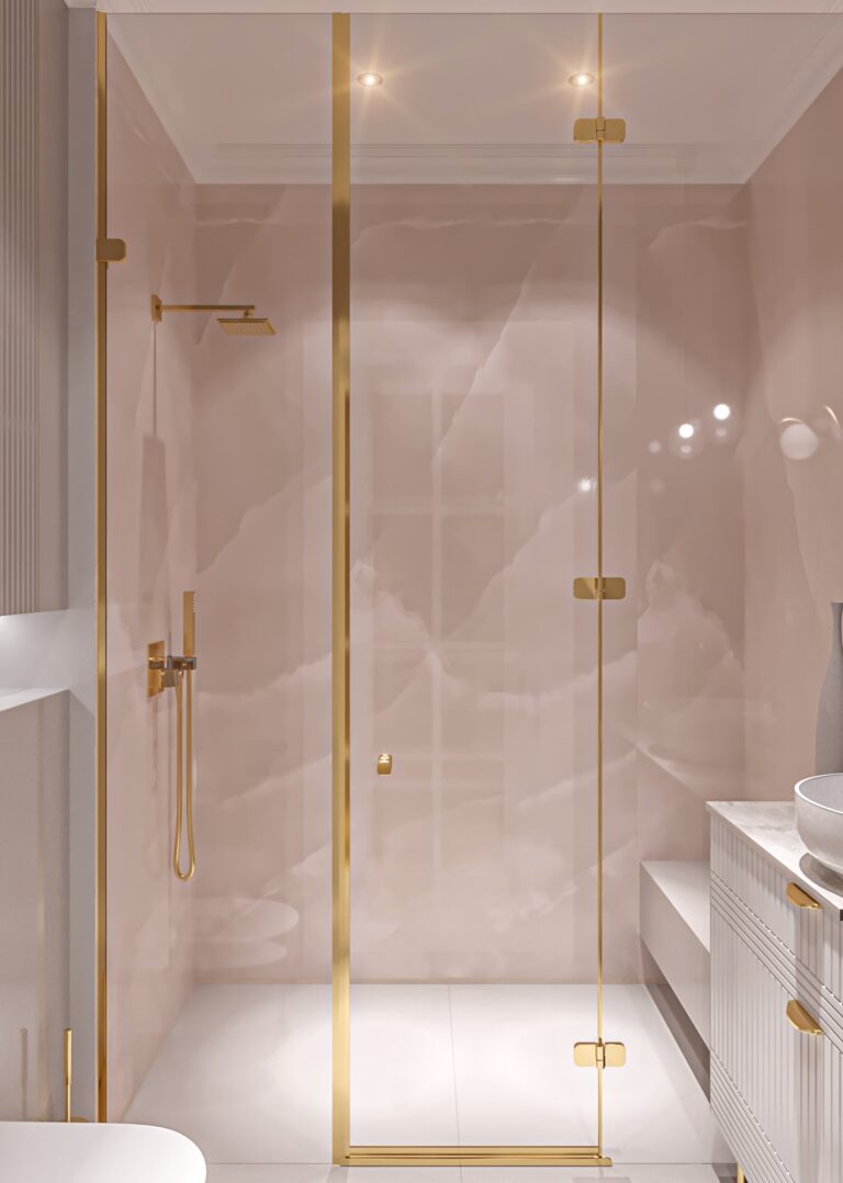 Оформление дизайна душевой в квартире-трешке