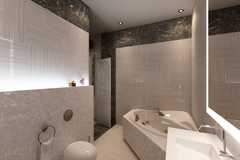 Угловая ванная в дизайне интерьера ванной комнаты