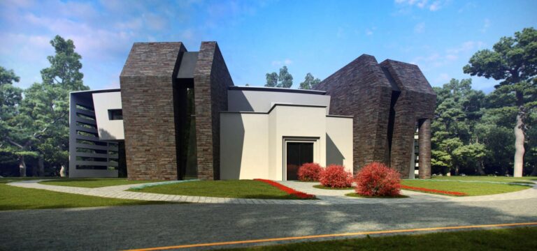 Два боковых элемента из натурального камня на белом внутреннем фасаде