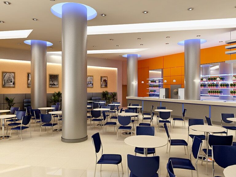 Офисное здание с оригинальным дизайном кафе