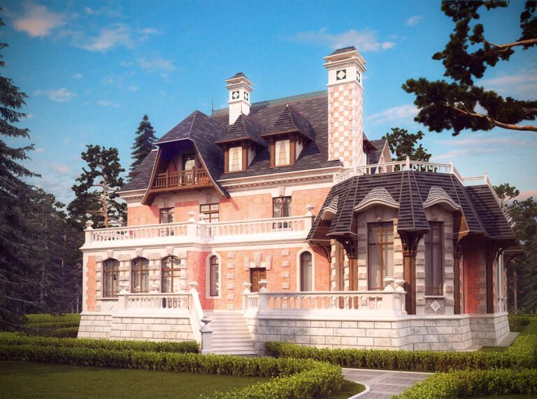 Открытые террасы во внутреннем фасаде дома