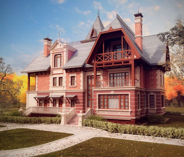 Фахверковые элементы в главном фасаде дома