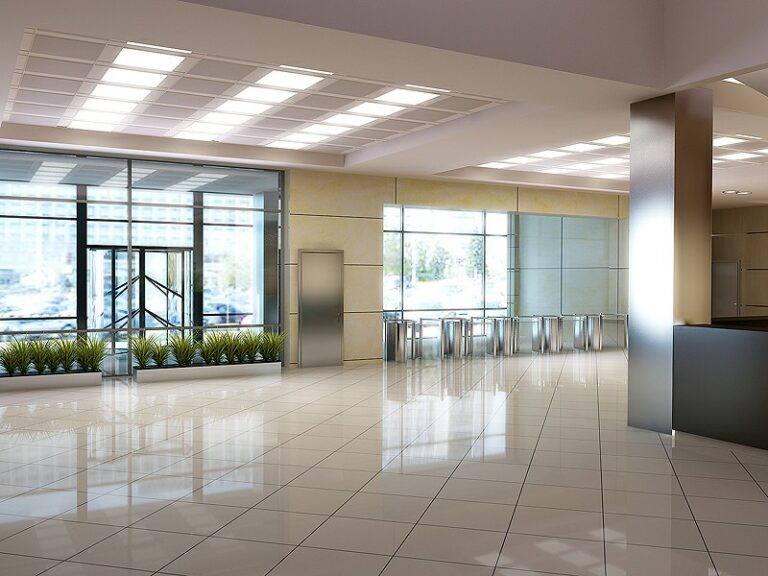 Дизайн интерьера офисного вестибюля в здании