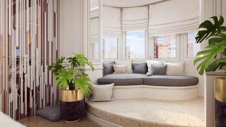 Дизайн интерьера лоджии, совмещенной с большой гостиной