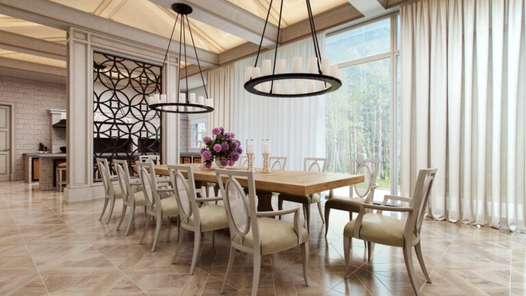 Ажурная декоративная панель в дизайне столовой