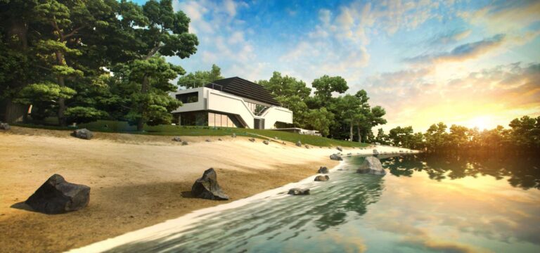 Река и ландшафтный дизайн на прилегающей территории