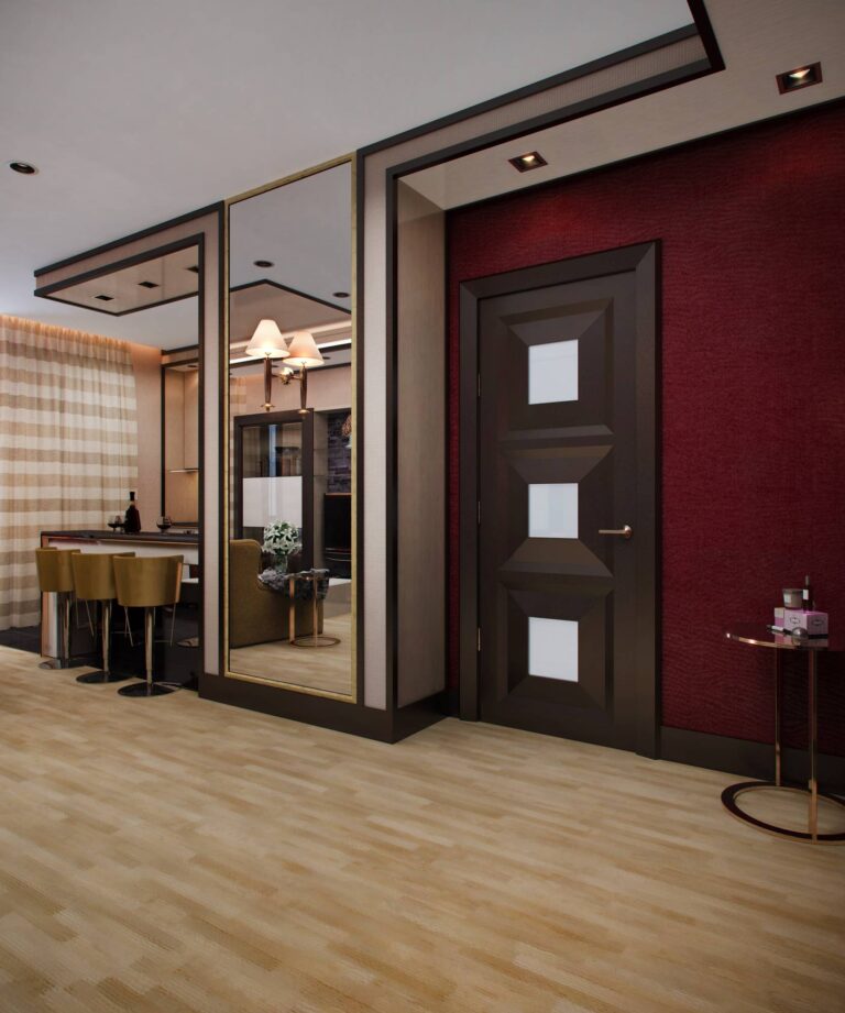 Дизайн прихожей в насыщенном винном оттенке