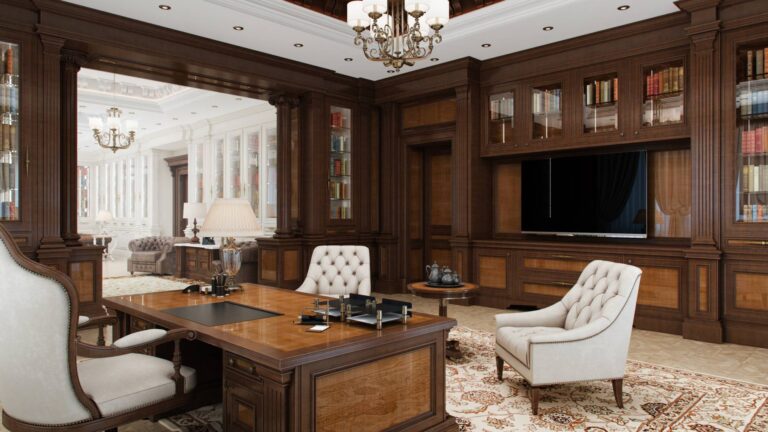 Респектабельный кабинет с массивным письменным столом