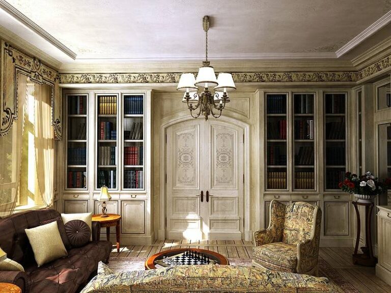 Дизайн гостиной с арочной дверью цвета слоновой кости