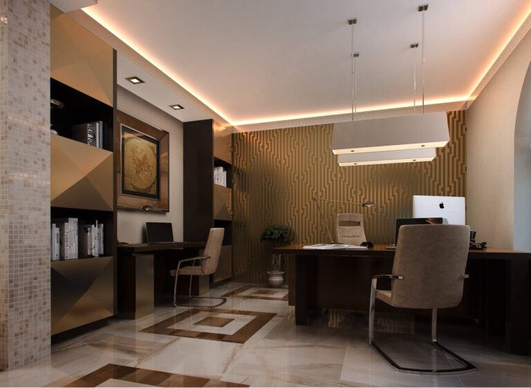 Золотой цвет в дизайне интерьера кабинета руководителя