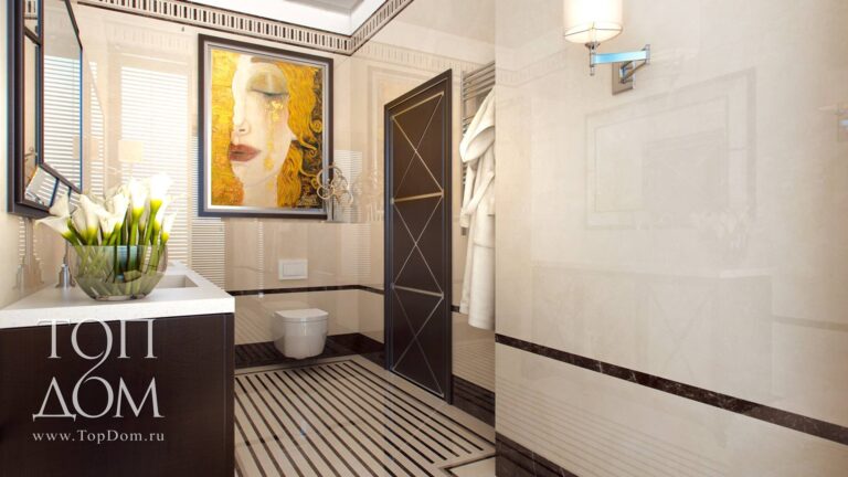 Модернистская картина в дизайне ванной комнаты