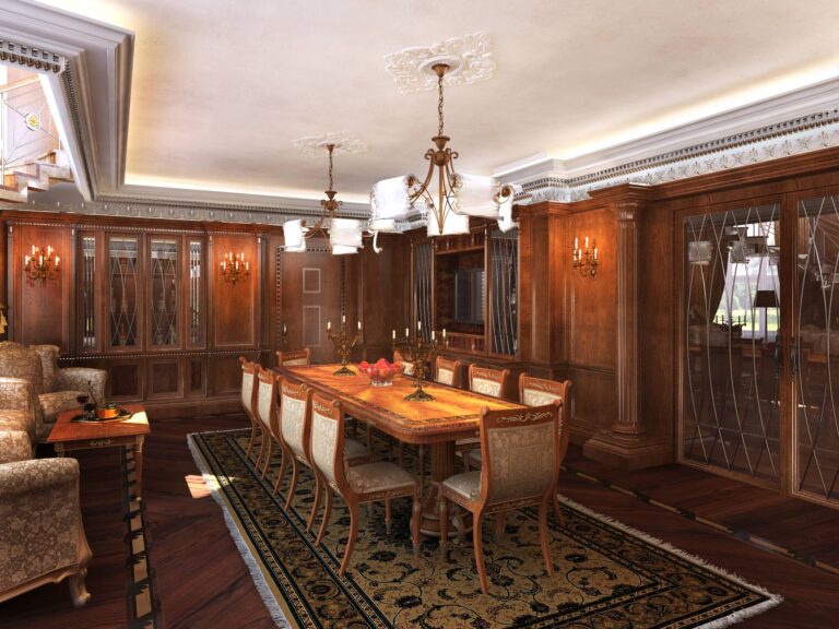 Резное дерево в оформлении дизайна столовой