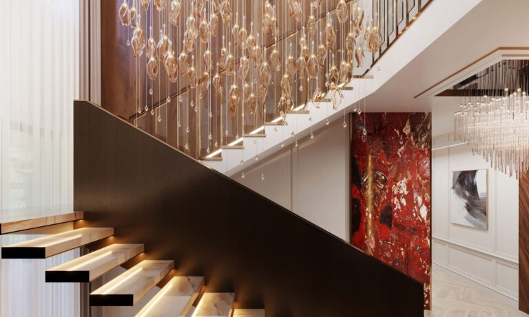 Дизайн лестницы со сплошным и прозрачным парапетом