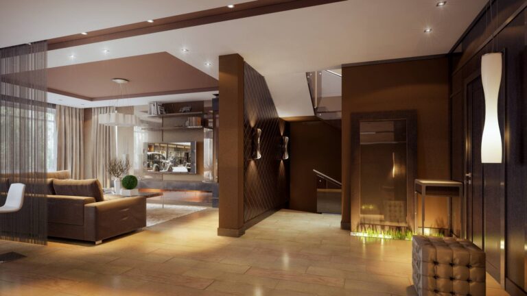 Дизайн прихожей – вид на гостиную