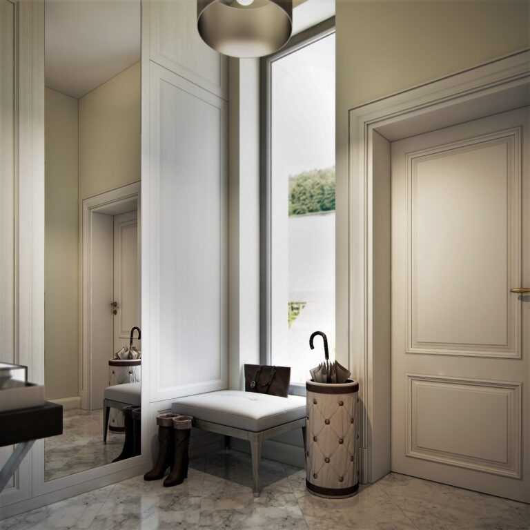 Прямоугольное зеркало в дизайне прихожей