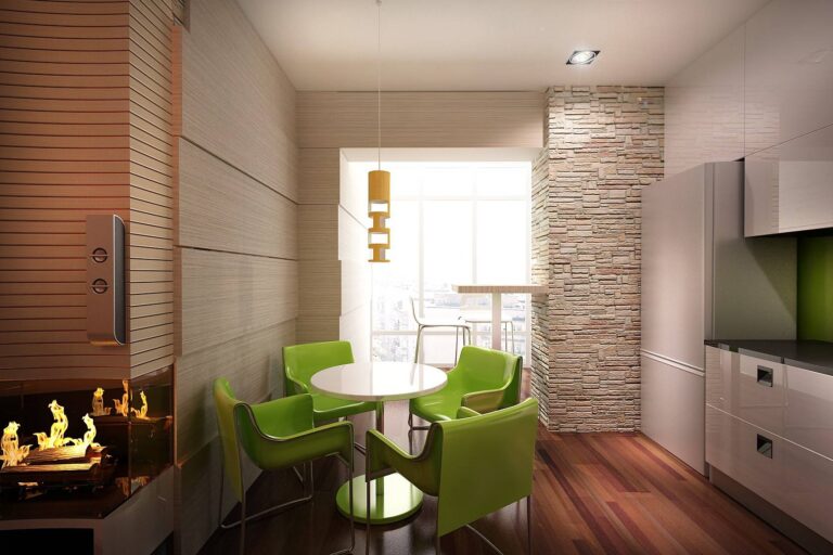 Сочетание разных материалов в оформлении дизайна кухни